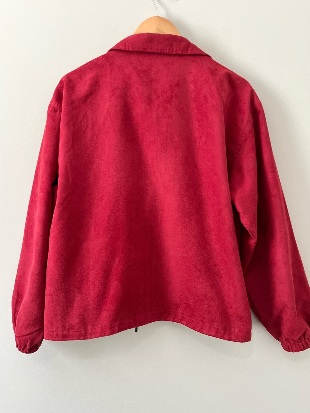 VTG 90's Monterey Club Red Faux Suede Golf Jacket Full Zip Velvet Feel Mens M - Picture 12 of 14